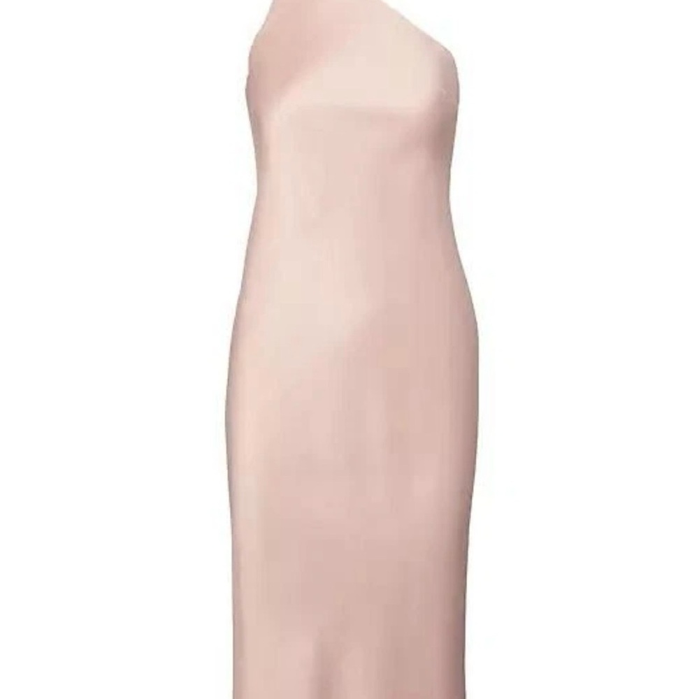 Banana Republic Women’s Pink Hammered Satin One-Shoulder Racerback Dress Sz 10